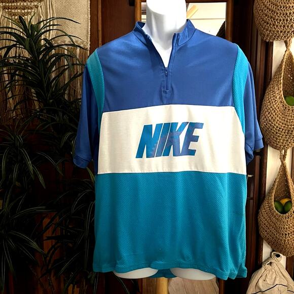 Nike ACG Vintage 90s Mesh Cycling Jersey XL | Blue 3 Pockets Retro Biking Shirt - Picture 1 of 12